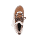 Vegane, braun-beige Rieker Damen Kurzstiefel 74574-24 mit einem Reißverschluss. Schuh von oben.