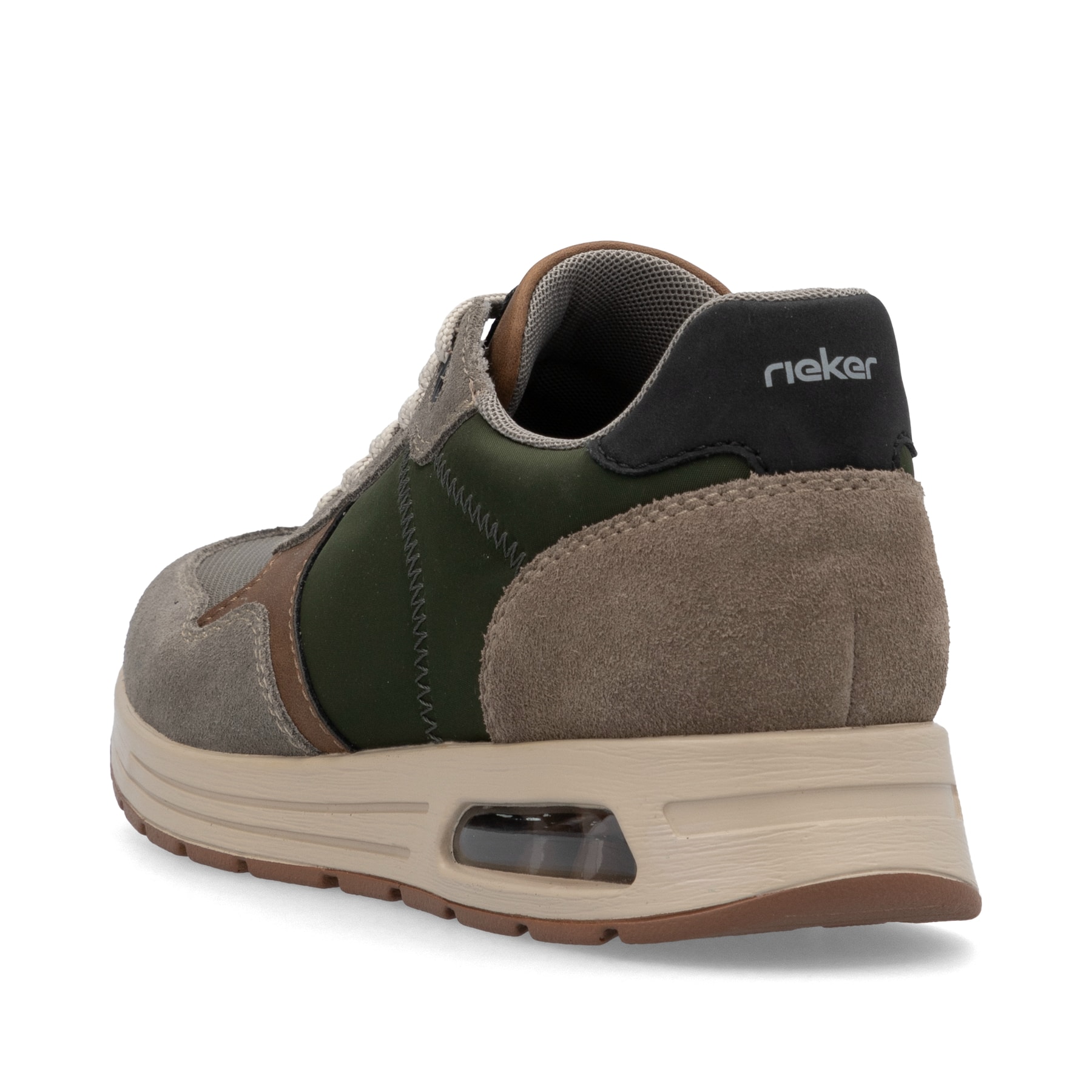 Beige Rieker Herren Sneaker Low B1000-60 mit Rieker Air Sohlenfenster. Schuh von hinten.