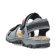 Blaue Rieker Damen Trekkingsandalen 68851-14 mit einem Klettverschluss. Schuh von hinten.