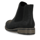 
Tiefschwarze Rieker Damen Chelsea Boots Z4994-00 mit einer schockabsorbierenden Sohle. Schuh von hinten