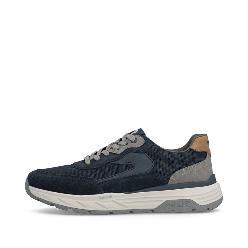 Blaugraue Rieker Herren Sneaker Low 06100-15 mit einem Reißverschluss. Schuh Außenseite.