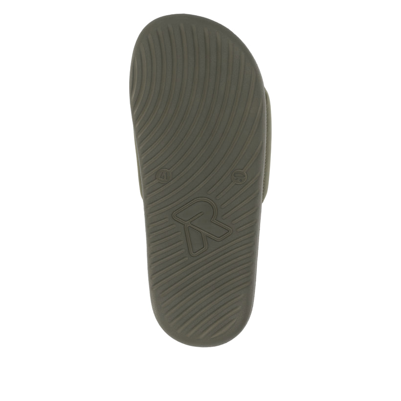 Grüne Rieker Herren Pantoletten U3250-54 mit flexibler und ultraleichter Sohle. Schuh Laufsohle.