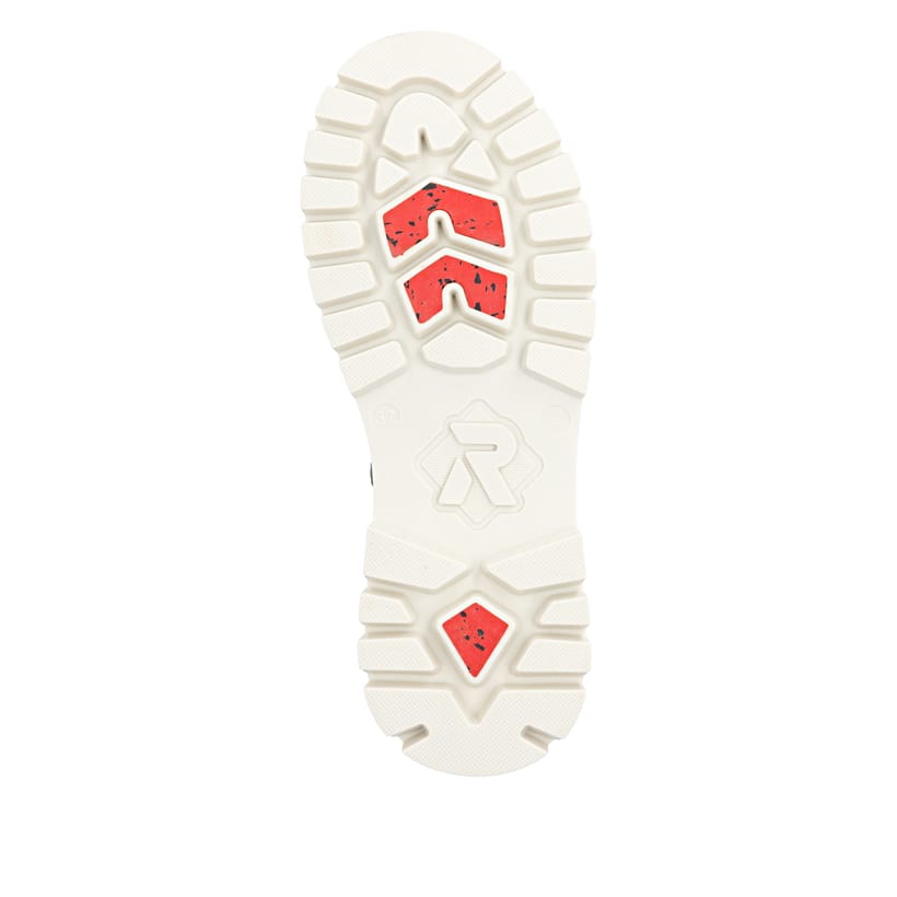 Khakifarbene Rieker Damen Schnürstiefel W2100-54 aus Rauleder. Schuh Laufsohle.