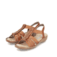 Braune Rieker Damen Riemchensandalen 60809-24 mit einem Gummizug. Schuhpaar seitlich schräg.