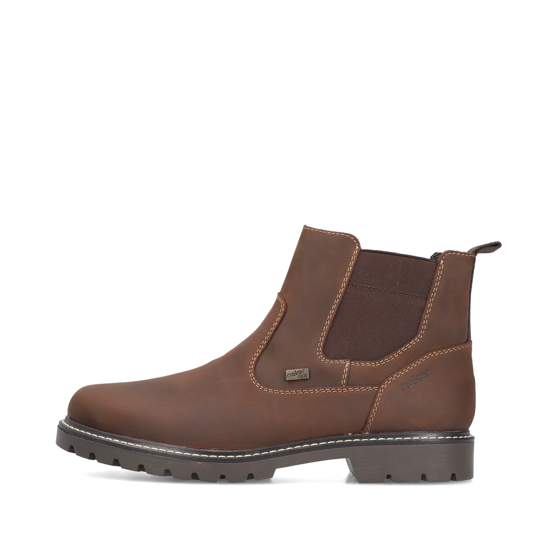 Braune Rieker Herren Chelsea Boots 39851-22 aus Glattleder. Schuh Außenseite.