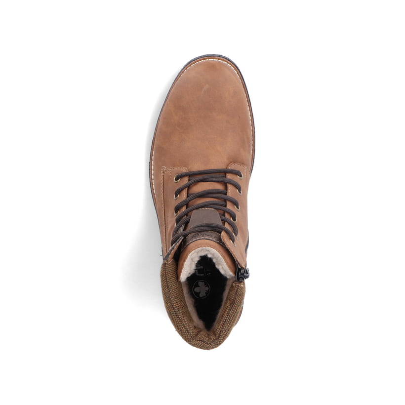 Braune Rieker Herren Schnürstiefel 32030-24 mit wasserabweisender TEX-Membran. Schuh von oben.