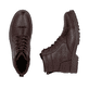 Rotbraune Rieker Herren Schnürstiefel F3604-25 aus Glattleder. Schuh von oben, liegend.