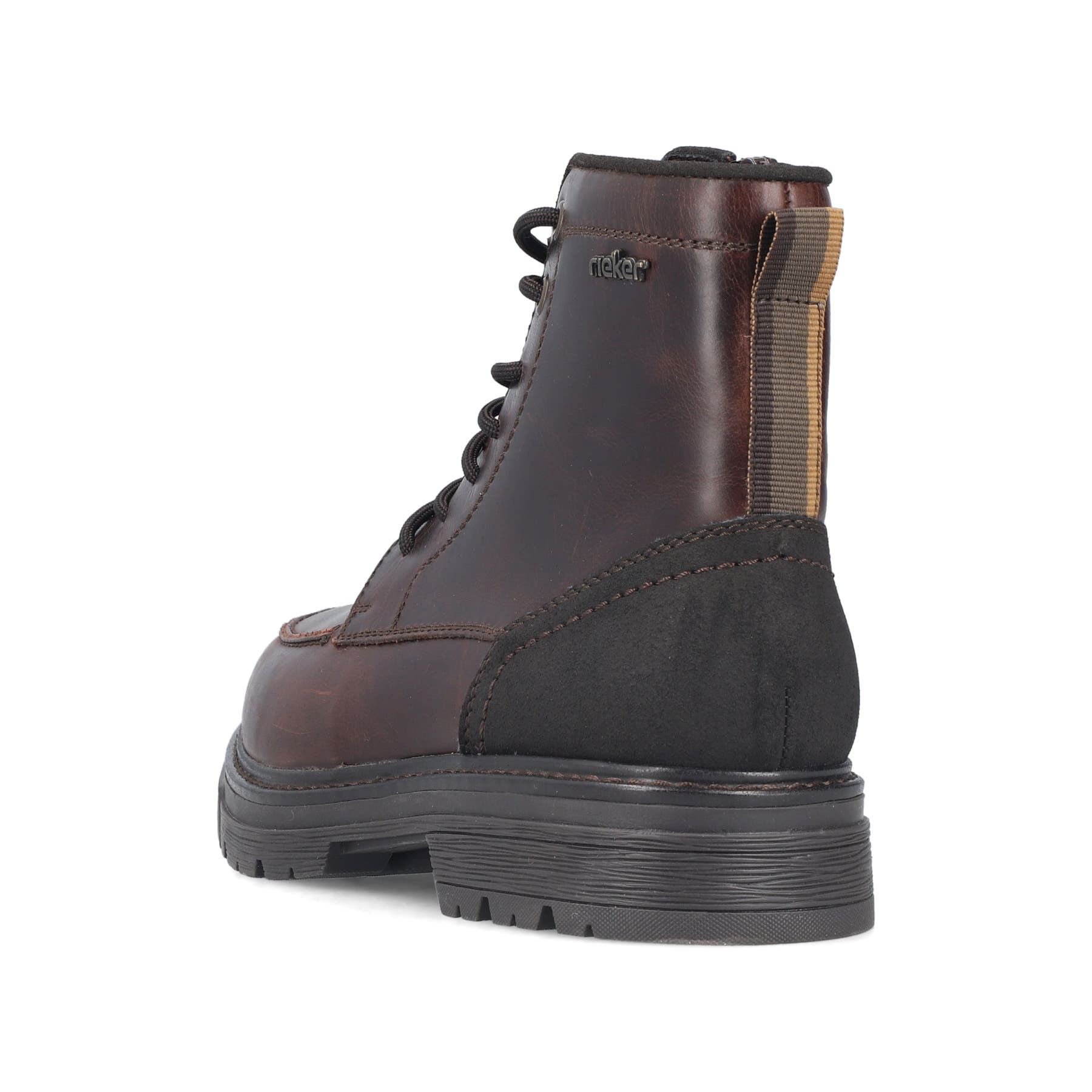 Braune Rieker Herren Schnürstiefel F2710-26 aus Glattleder. Schuh von hinten.