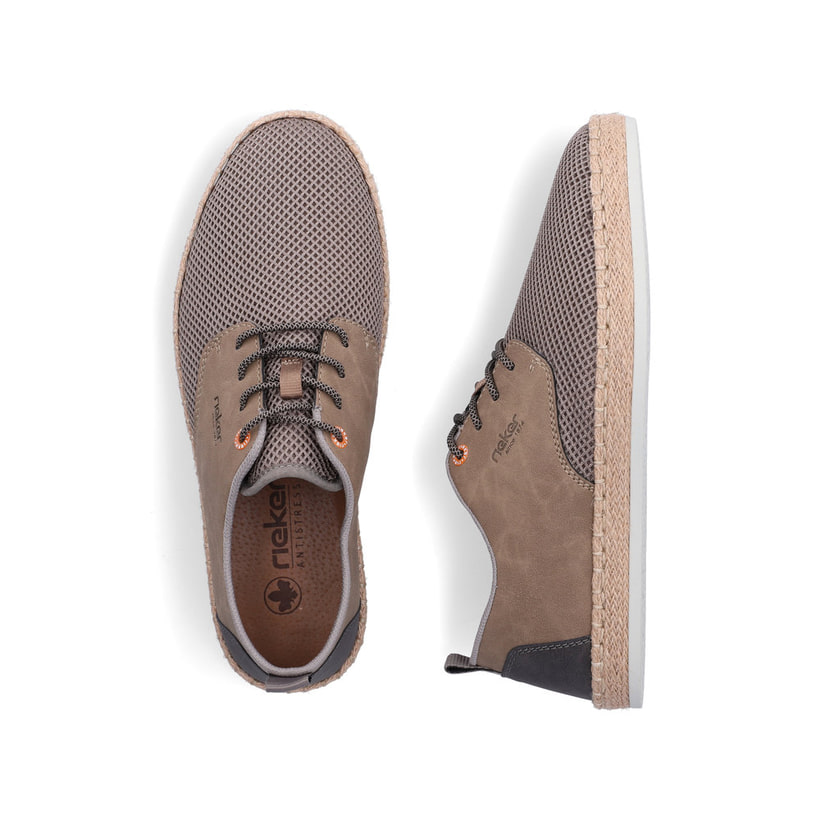 Beige Rieker Herren Schnürschuhe B2648-64 mit der Komfortweite G. Schuh von oben, liegend.