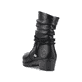 
Tiefschwarze Rieker Damen Stiefeletten Y17R2-00 mit Reißverschluss sowie Blockabsatz. Schuh von hinten