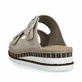 Beige Rieker Damen Pantoletten V7955-60 aus Rauleder mit trendiger Schnalle. Schuh von hinten.