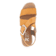 Orangene Rieker Keilsandaletten W1550-38 mit flexibler und ultra leichter Sohle. Schuh von oben.