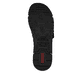 Schwarze Rieker Damen Pantoletten V2351-00 mit floralem Muster. Schuh Laufsohle.
