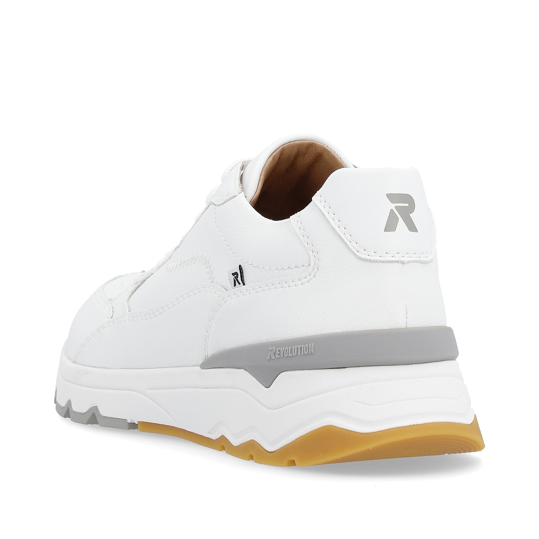 Weiße Rieker Herren Sneaker Low U0901-80 mit super leichter und flexibler Sohle. Schuh von hinten.