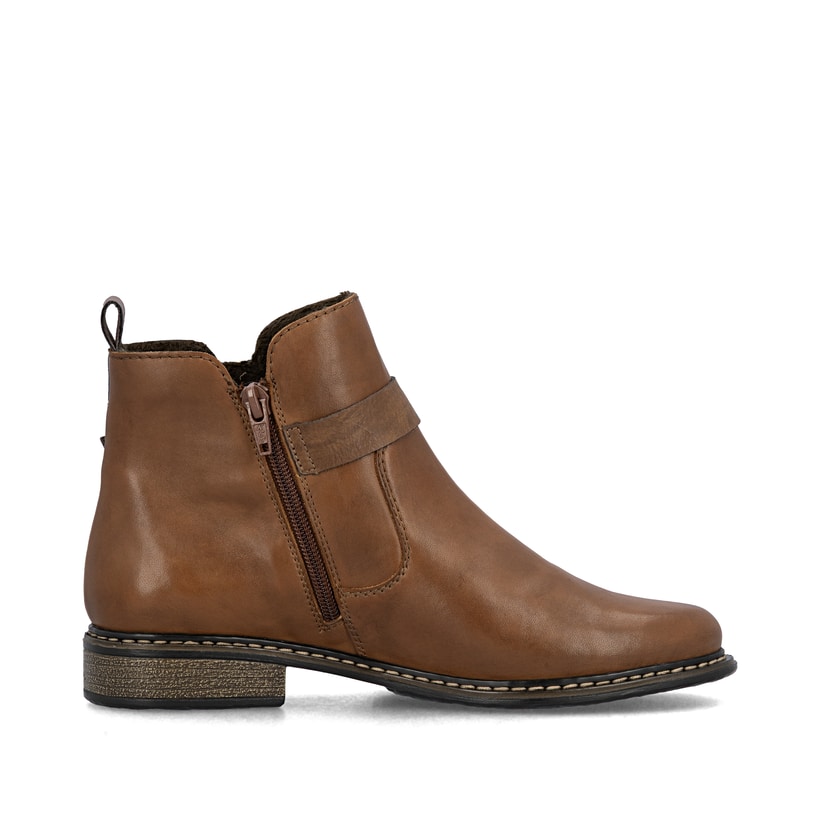 Chelsea Boots Rieker marron pour femmes Z4959-22 en cuir lisse. Côté intérieur de la chaussure.