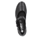 Nachtschwarze Rieker Ballerinas 41756-00 mit einem Klettverschluss. Schuh von oben.