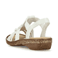 Beige Rieker Damen Riemchensandalen 62809-60 mit Schmuckelementen sowie Gummizug. Schuh von hinten.