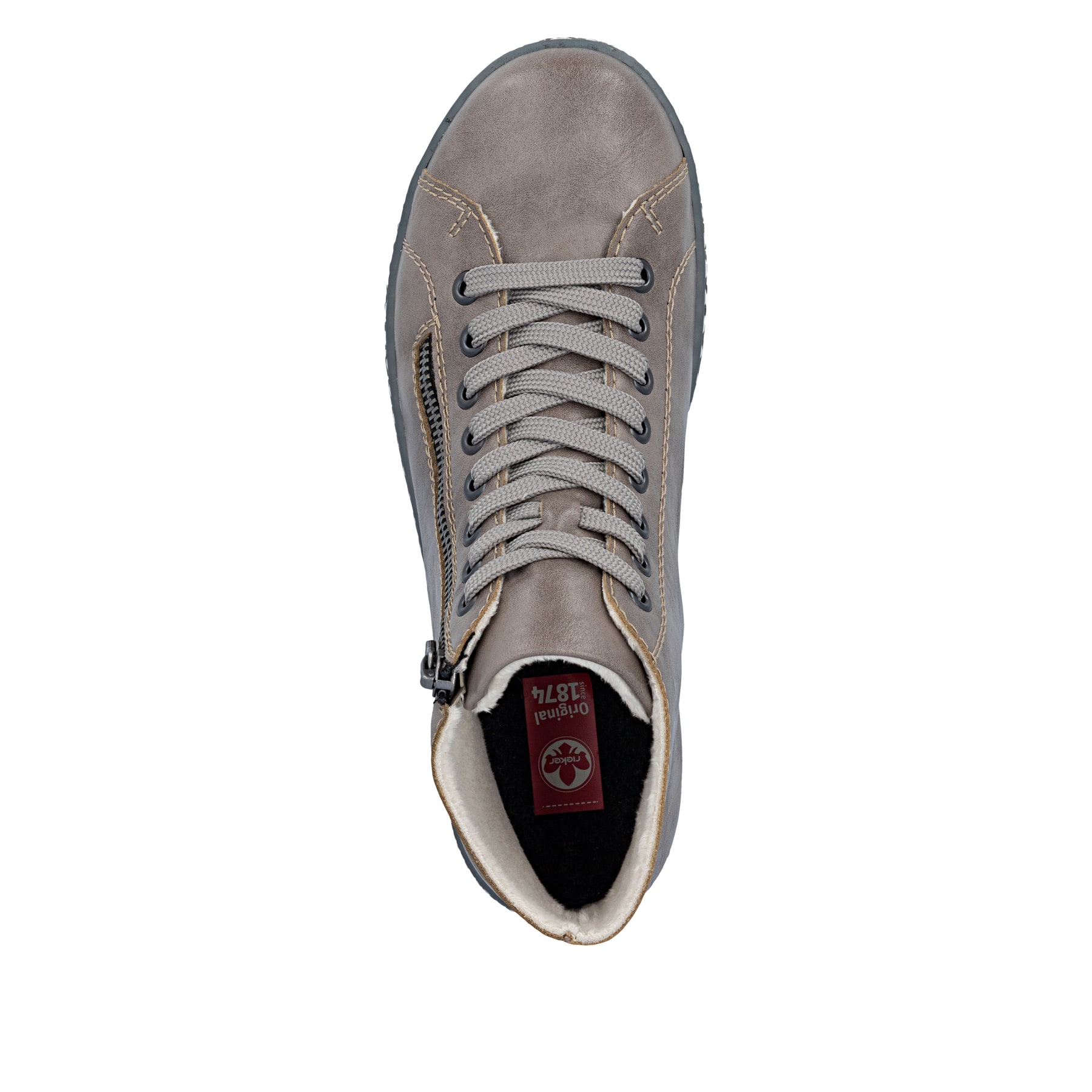 Hellgraue Rieker Damen Schnürstiefel Z1221-42 mit einem Reißverschluss. Schuh Laufsohle.