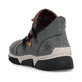 Jeansblaue Rieker Damen Kurzstiefel 45983-14 mit farbenfrohen Details. Schuh von hinten.