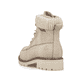 Beige Rieker Damen Schnürstiefel Y9127-62 mit Schaftkragen sowie Reißverschluss. Schuh von hinten.