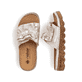 Beige Rieker Damen Pantoletten V8763-60 mit Klettverschluss sowie leichter Sohle. Schuh von oben, liegend.