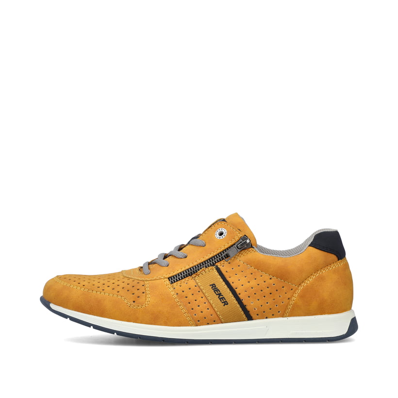 Gelbe Rieker Herren Schnürschuhe 11926-68 mit Reißverschluss sowie Löcheroptik. Schuh Außenseite.