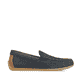 Blaue Rieker Herren Slipper 09555-14 mit Elastikeinsatz sowie Löcheroptik. Schuh Innenseite.