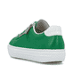 Grüne Rieker Damen Sneaker Low L59L1-52 mit einem Reißverschluss. Schuh von hinten.