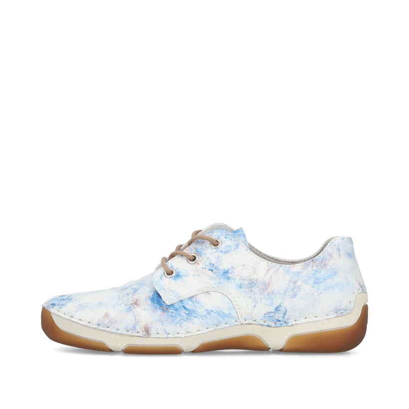 Mehrfarbige Rieker Damen Schnürschuhe 55920-90 mit modernen Ziernähten. Schuh Außenseite.