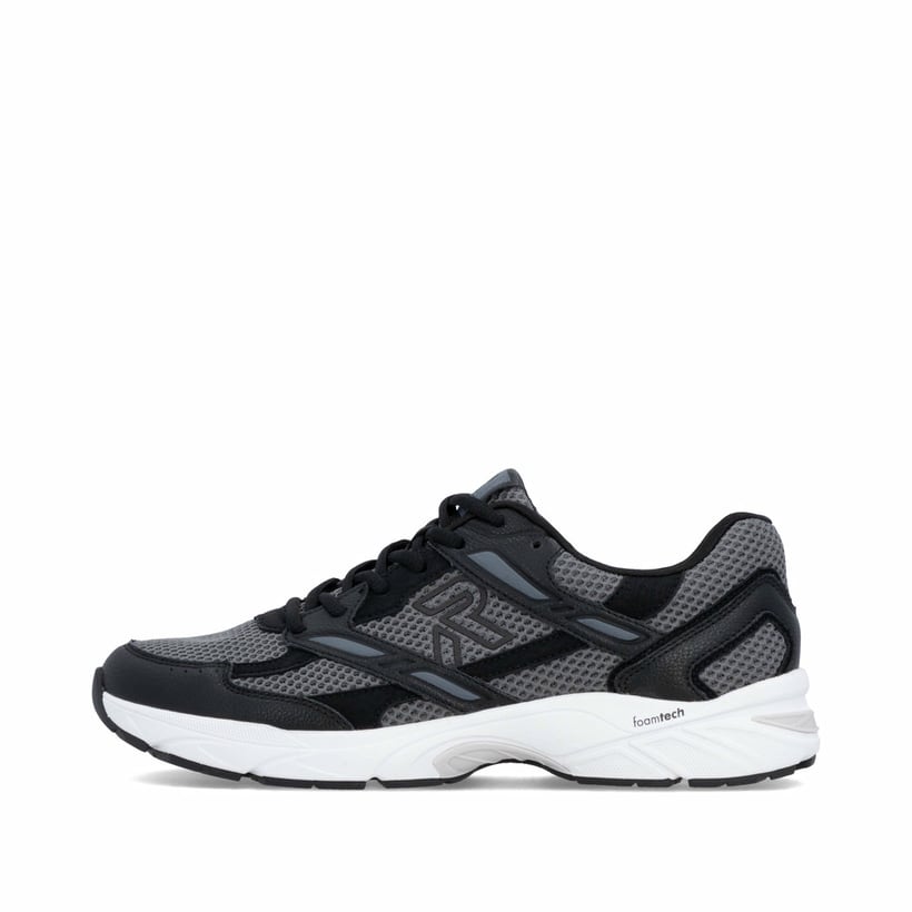 Graue Rieker Herren Sneaker Low U4200-45 mit Schnürung sowie flexibler Sohle. Schuh Außenseite.