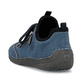 
Ozeanblaue Rieker Damen Slipper 52573-14 mit Elastikeinsatz sowie einer leichten Sohle. Schuh von hinten