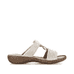 Beige Rieker Damen Pantoletten 60885-62 in Löcheroptik mit einem Klettverschluss. Schuh Innenseite.