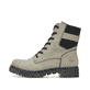 
Graugrüne Rieker Damen Biker Boots Y2431-52 mit Schnürung und Reißverschluss. Schuh Außenseite