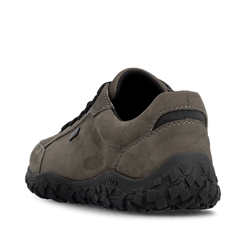 Dunkelgraue Rieker Herren Schnürschuhe 08101-45 aus Rauleder. Schuh von hinten.