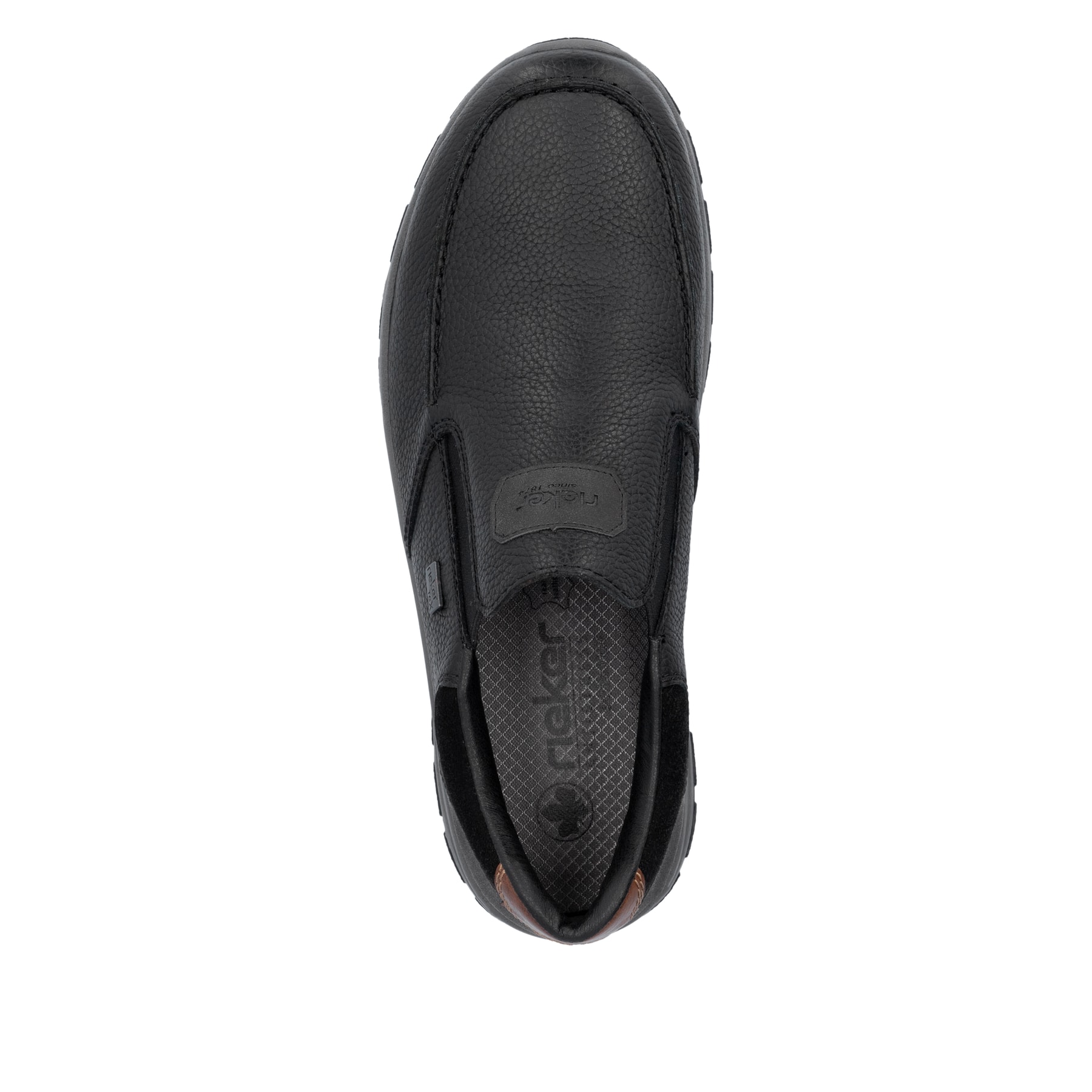 Mocassins Rieker noirs pour homme 03651-00 en cuir lisse. Semelle extérieure de la chaussure.