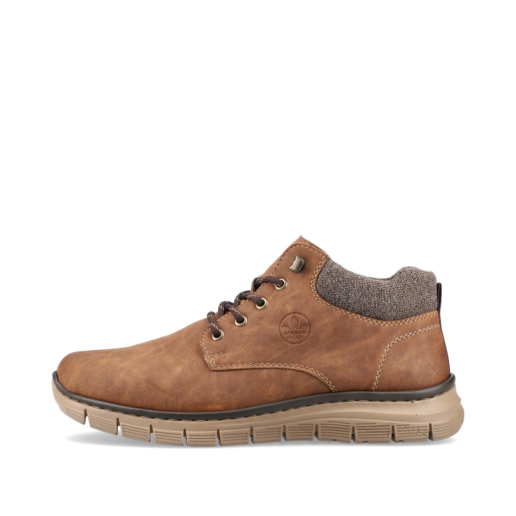 Zimtbraune Rieker Herren Schnürstiefel B5632-24 mit einer schockabsorbierenden Sohle. Schuh Außenseite