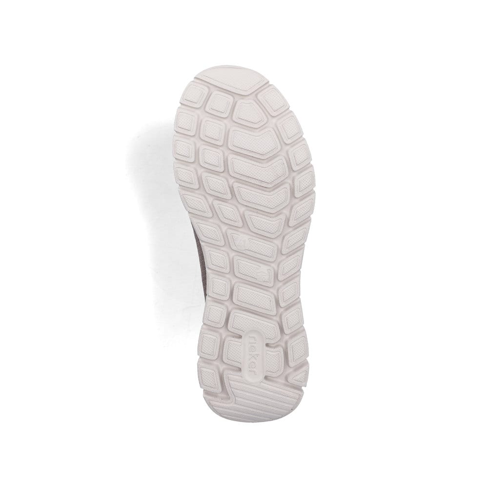 Sabots Rieker beiges pour homme B6681-64 avec bande élastique. Semelle extérieure de la chaussure.