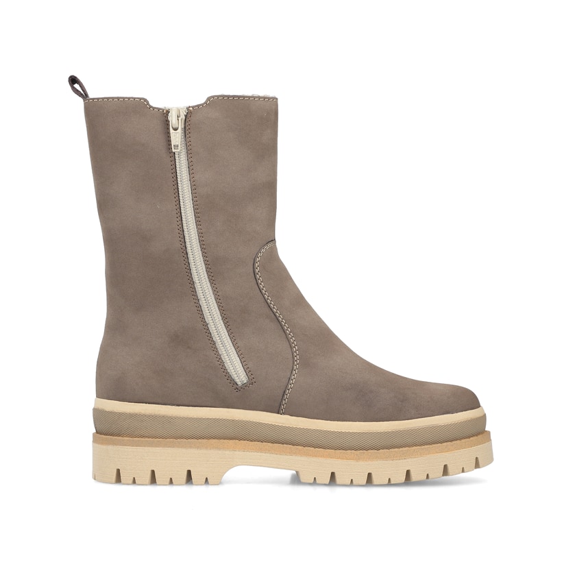 Braun-beige Rieker Damen Chelsea Boots Y6280-25 mit einem Reißverschluss. Schuh Innenseite.
