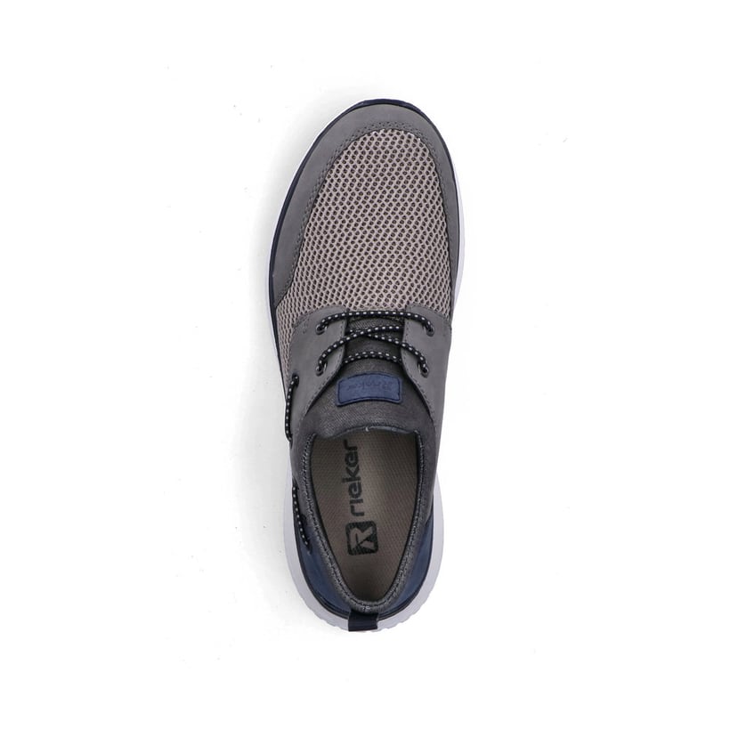 Mocassins Rieker gris pour homme B9643-42 avec bande élastique. Chaussure vue de dessus.