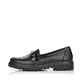 Graphitschwarze Rieker Damen Loafer 54862-01 mit einem Elastikeinsatz. Schuh Außenseite gespiegelt.