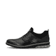 
Tiefschwarze Rieker Herren Slipper 14454-01 mit Elastikeinsatz sowie einer Profilsohle. Schuh Außenseite