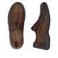 Braune Rieker Herren Slipper 03354-26 mit einem Gummizug sowie der Extraweite H. Schuh von oben, liegend.