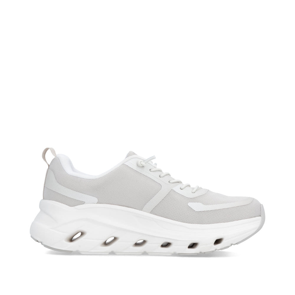 Beige Rieker Damen Sneaker Low W3504-60 mit Schnürung sowie dämpfender Sohle. Schuh Innenseite.