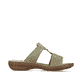 Grüne Rieker Damen Pantoletten 60885-54 mit einem Klettverschluss. Schuh Innenseite.