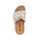 Beige Rieker Damen Pantoletten V8763-60 mit Klettverschluss sowie leichter Sohle. Schuh von oben.