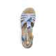 Blaue Rieker Damen Riemchensandalen V0678-12 mit einem Gummizug. Schuh von oben.