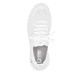 Weiße waschbare Rieker Damen Slipper W1103-80 mit Gummizug sowie flexibler Sohle. Schuh von oben.