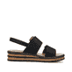 Schwarze Rieker Keilsandaletten 62950-00 mit trendigen Schnalle. Schuh Innenseite.