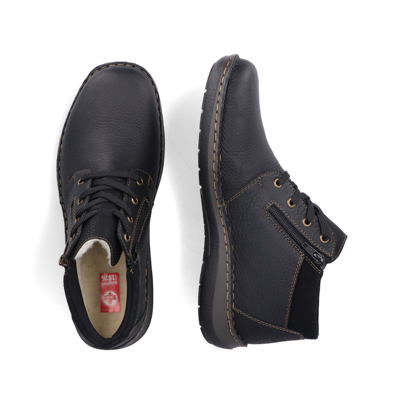 Braune Rieker Herren Schnürschuhe 03043-00 mit wasserabweisender TEX-Membran. Schuh von oben, liegend.