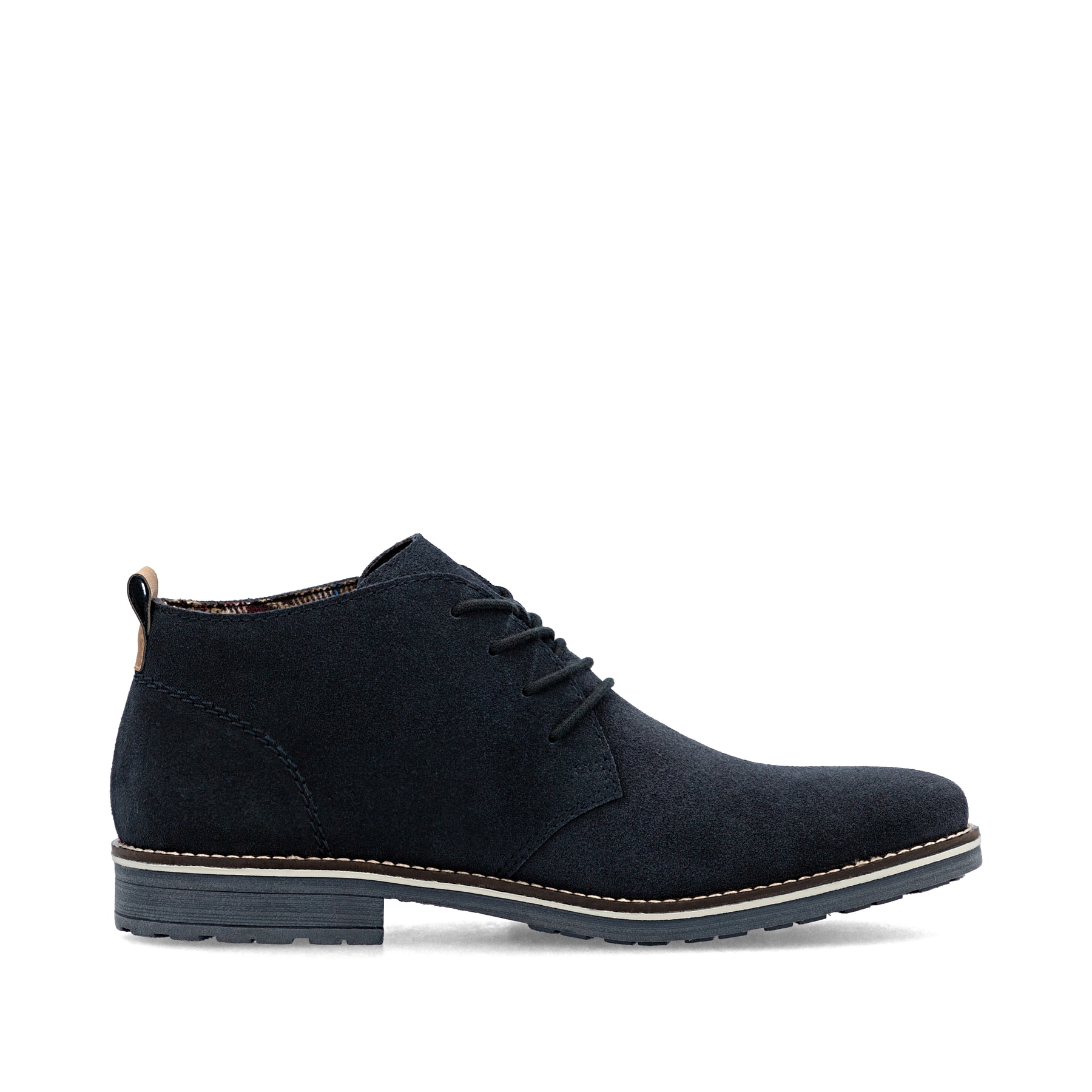 Dunkelblaue Rieker Herren Schnürschuhe 33206-14 aus Rauleder mit Komfortweite G. Schuh Innenseite.